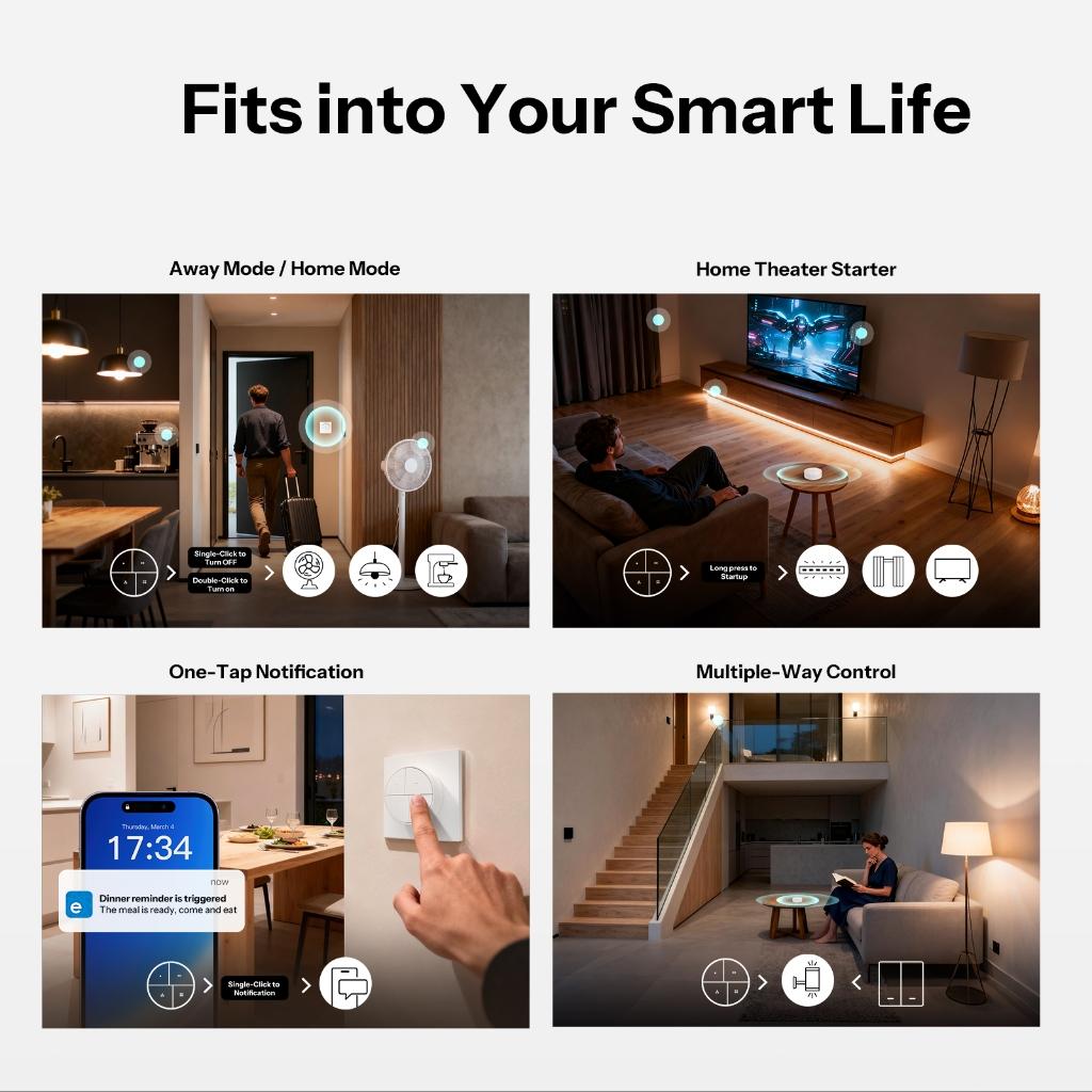 Sonoff Snzb-01m Fusion Series Orb 4 Em 1 Zigbee Smart Scene Button Gatilho De Cena De Um Toque Instalação Sem Fio E Prot
