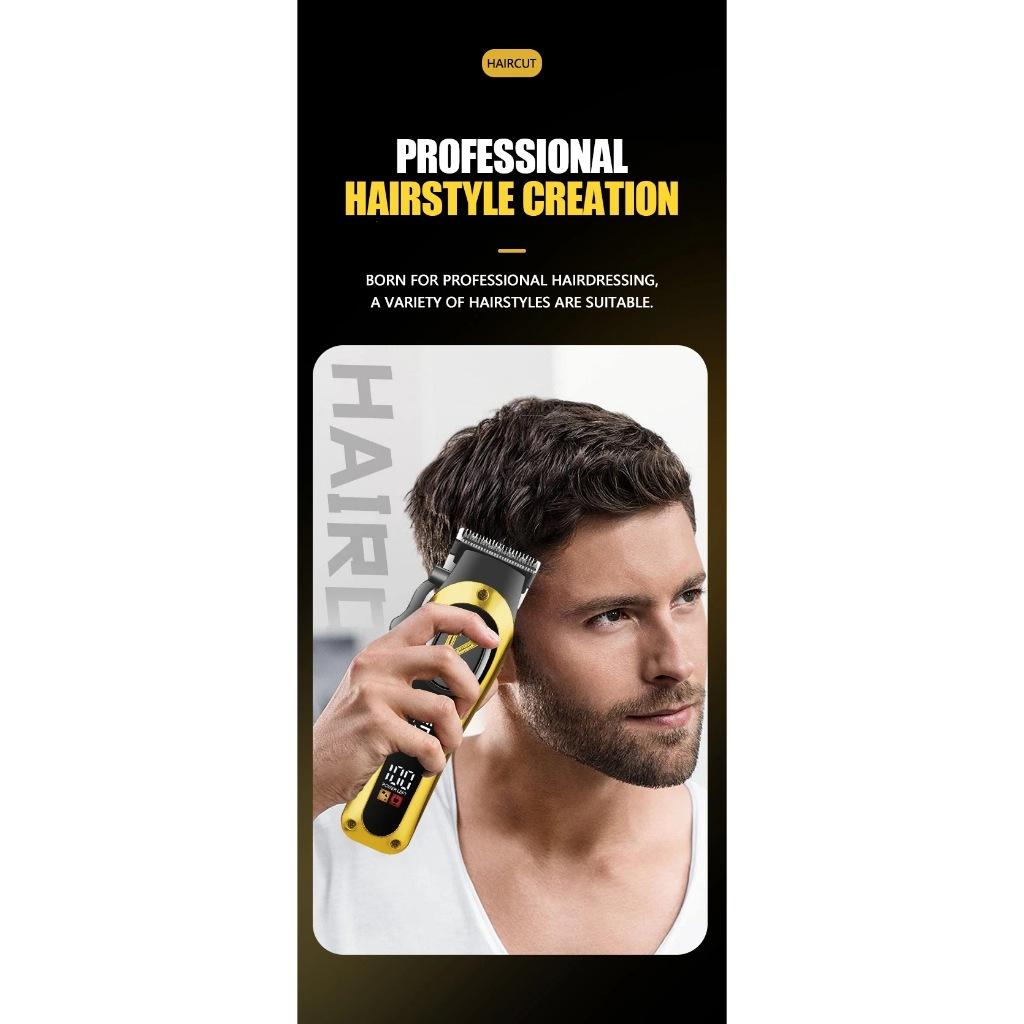 Kemei 1800 Profissional Barbeiro Máquina De Cortar Cabelo Sem Fio Aparadores De Elétricos Display Lcd Recarr