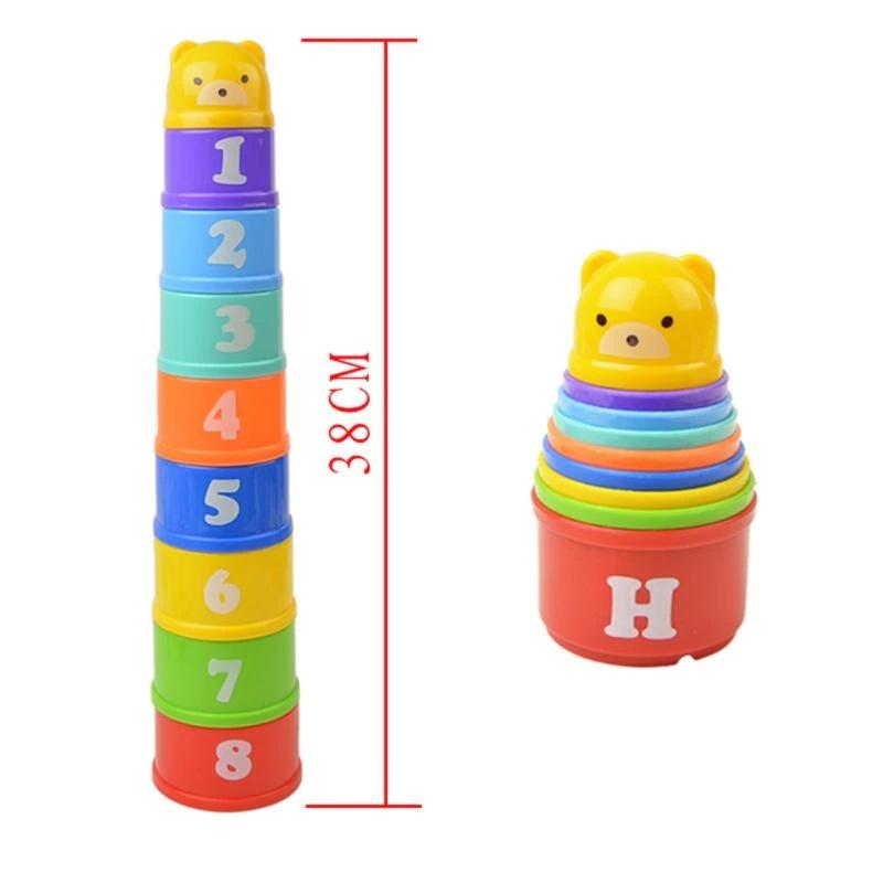 Torre Divertida 9 Potes Educação Infantil Montessori Brinquedos Bebê Raciocínio Força Equilíbrio
