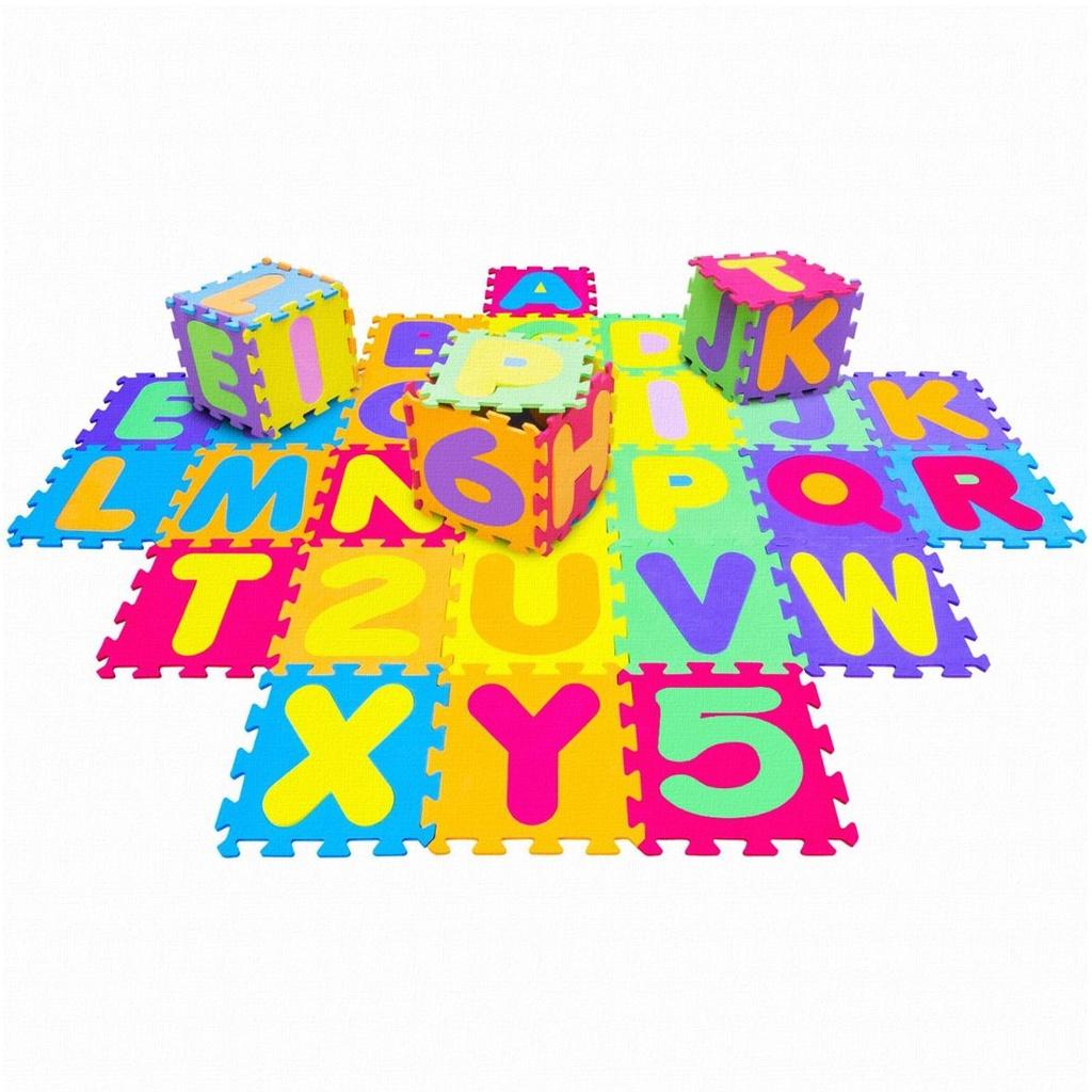 Tapete Eva Infantil 28x28cmx5mm Alfanumérico 36 Peças