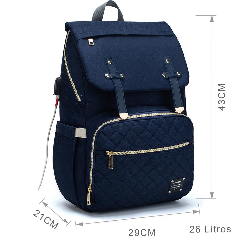 Mochila Maternidade Lequeen Bolsa Feminina Bebê Com Bolso Térmico