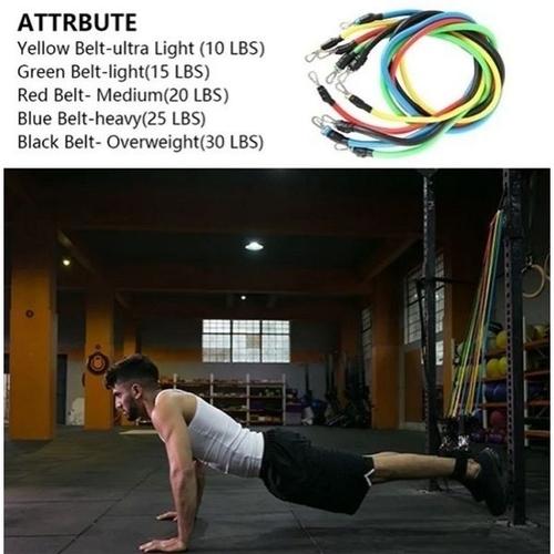 Kit Elástico Extensor 11 Itens Musculação Funcional Em Casa