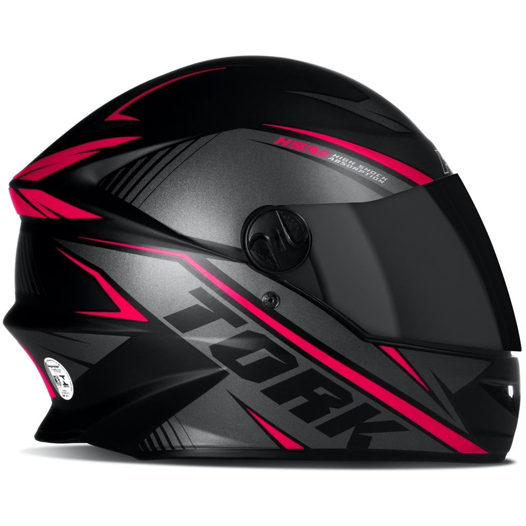 Capacete Fechado PRO Tork R8 Air Fosco Viseira Fume Rosa Tamanhos 56 58 60