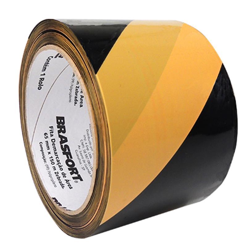 Fita Zebrada Para Demarcação De Área 65 Mm Rolo Com 150 Metros Brasfort