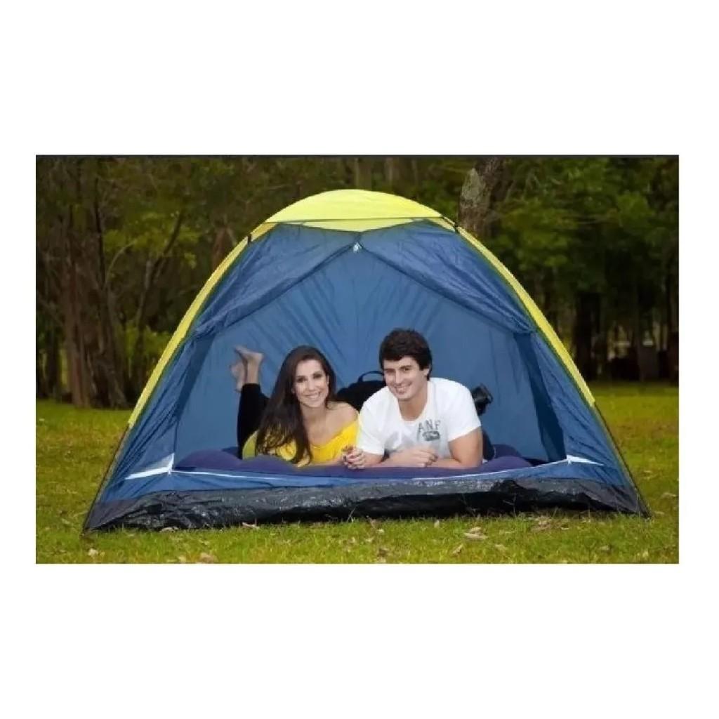 Kit Barraca Camping Iglu 4 Pessoas + Colchão Casal Inflavel