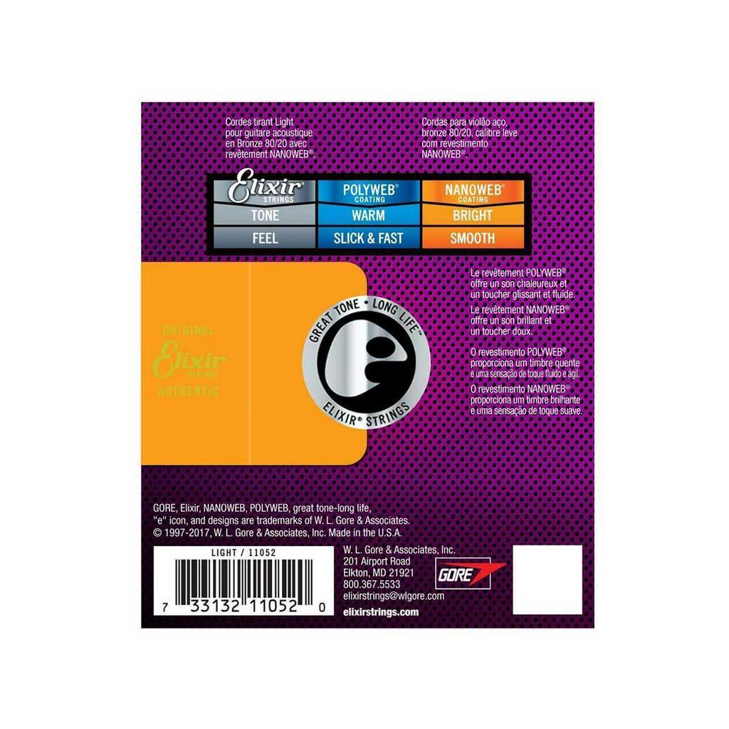 Encordoamento Violão Elixir Nanoweb 012 053 Light