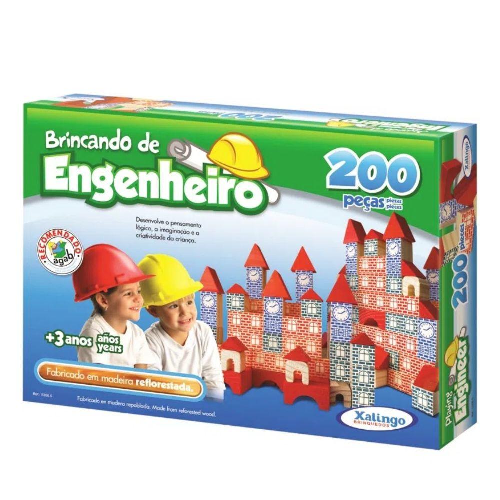 Blocos Para Montar Brincando De Engenheiro 200 Peças Xalingo