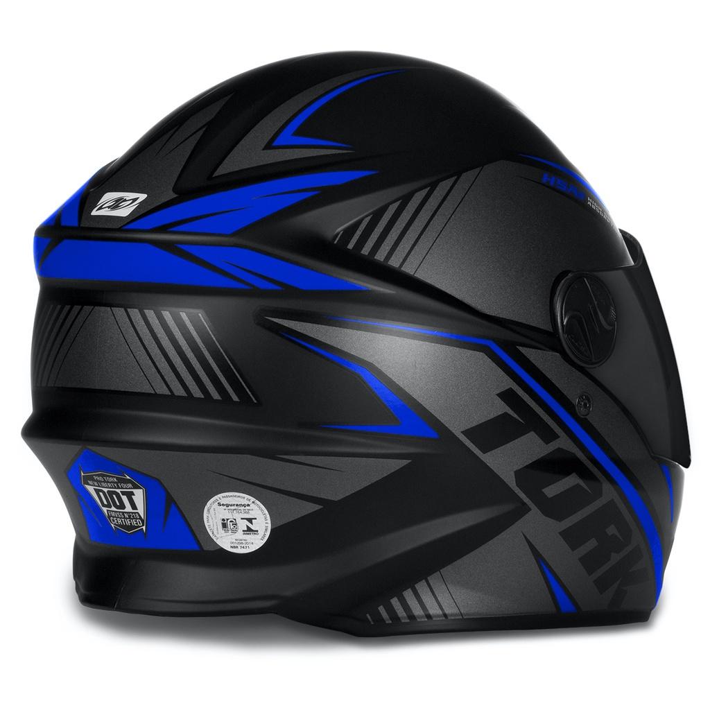 Capacete Moto R8 PRO Fosco Com Viseira Fumê Azul 58 PRO Tork