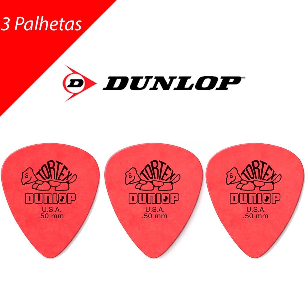 Kit Com 3 Palhetas 0.50mm Vermelha Tortex Dunlop 418r.50 Cod