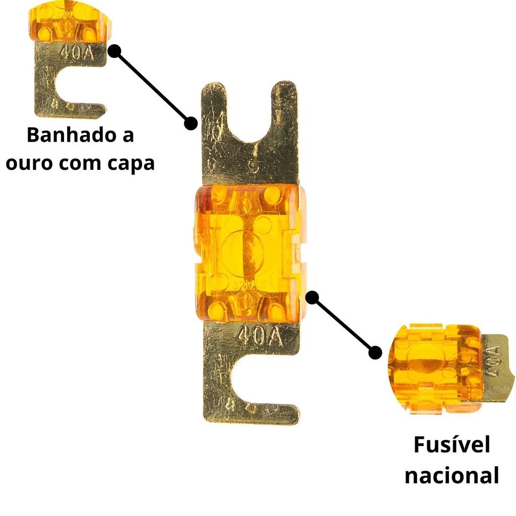 Kit Porta Fusível Caixa Acrílico Midi Universal Pequeno E Fusíveis Mini Faca Solar Ouro Modelo Anl