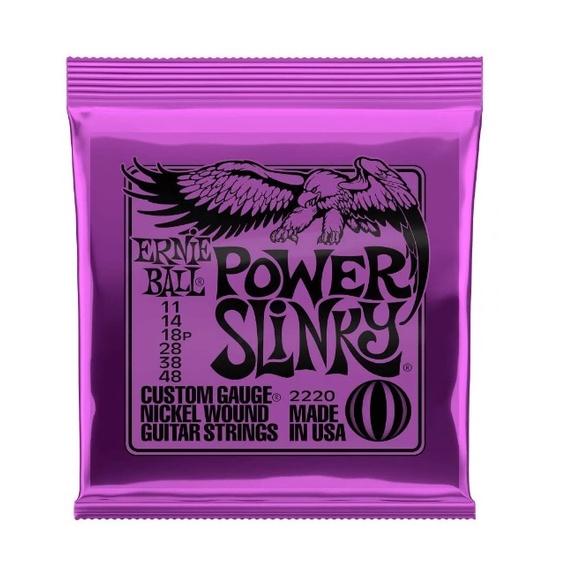 Encordoamento Cordas Ernie Ball Guitarra.011 Power Slinky + 2 Palhetas
