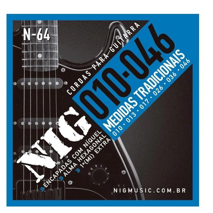 Encordoamento Para Guitarra Nig.010 N64 Cordas