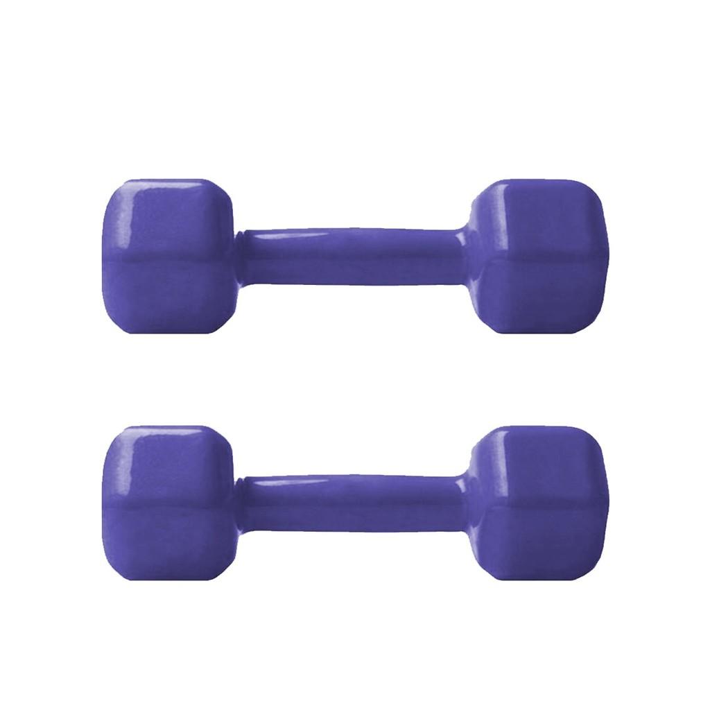 Par De Halter Sextavado 1kg Emborrachado Pvc - Roxo (02 Unidades 01kg Cada)