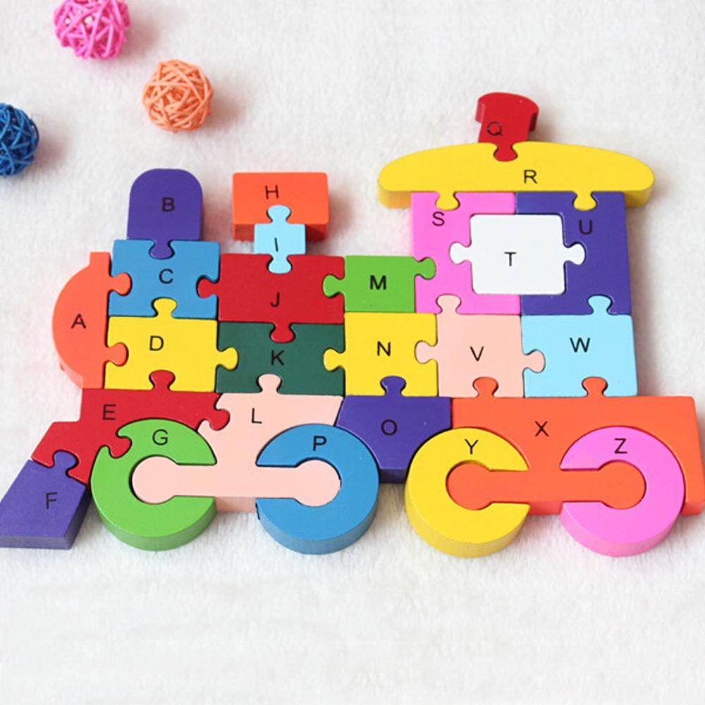 Quebra-cabeça Madeira Infantil Educativo Montessori Trenzinho Com 26 Peças Numeradas
