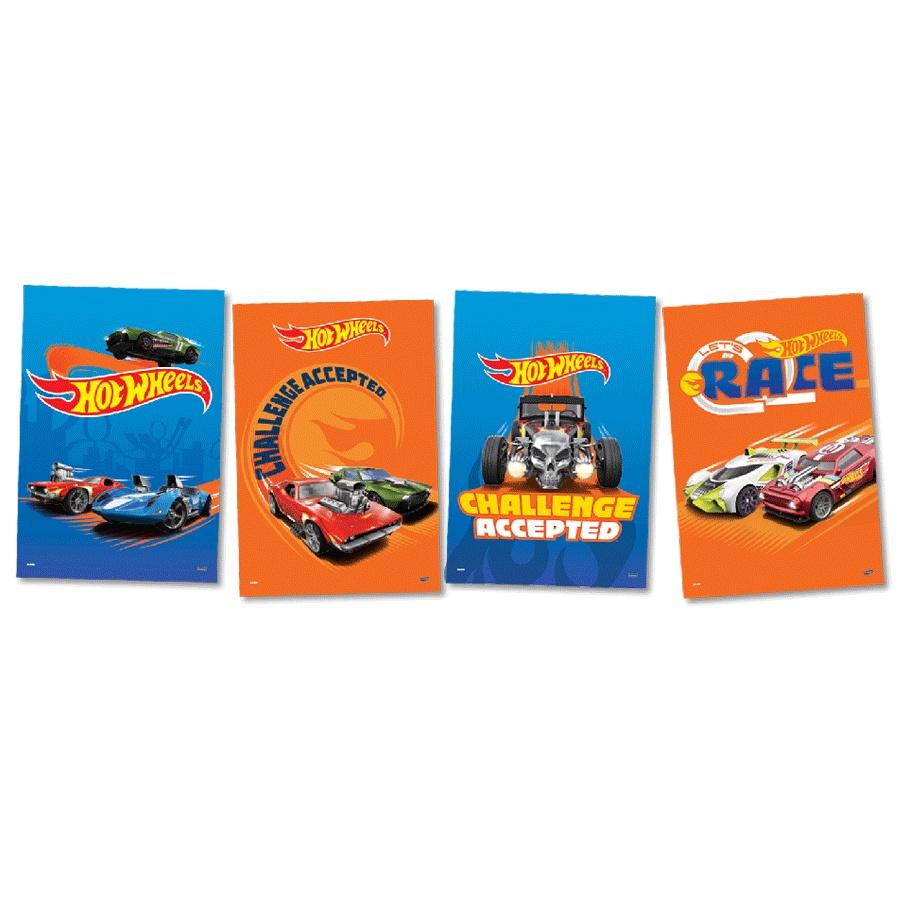 Quadro Decorativos Festa Hot Wheels - 4 Unidades - Festcolor - Rizzo