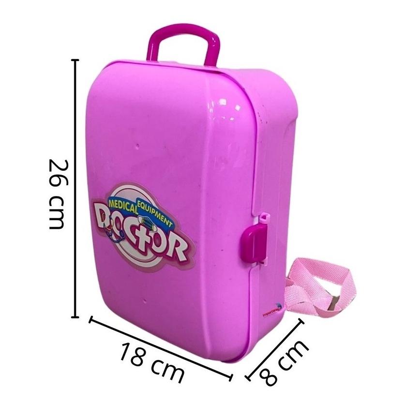 Kit Médico Infantil Maleta Vira Mochila Rosa Com Acessórios Curativo Seringa Laboratório - Importway
