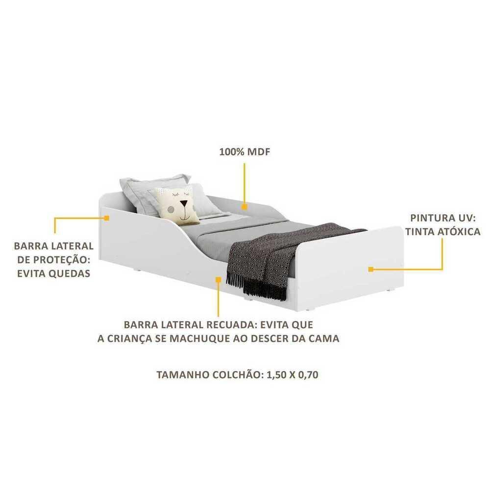 Cama Infantil Montessoriana P/Colchão 70 X 150 Cm 100 Mdf Multimóveis Branca