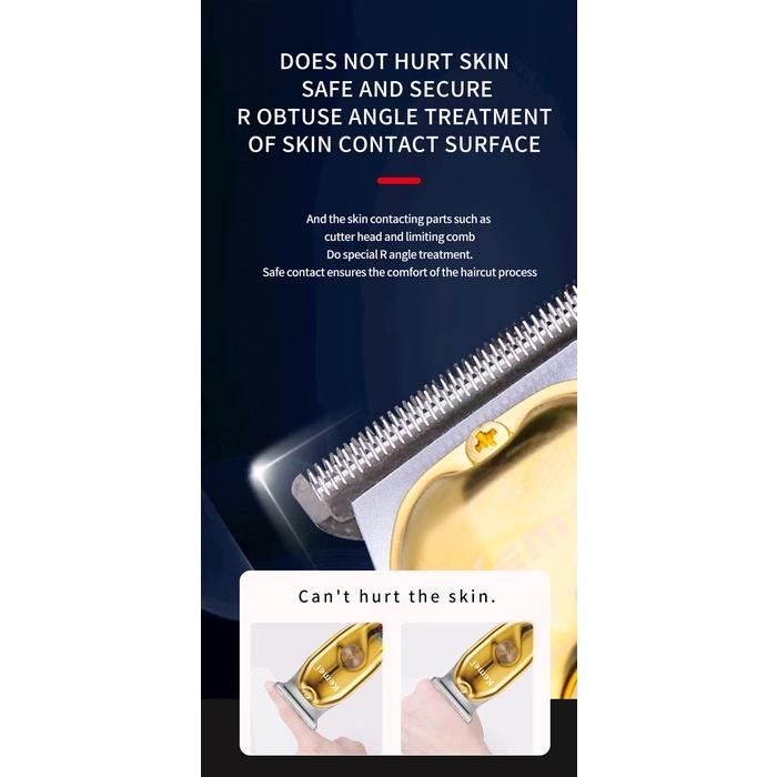Aparador De Cabelo Kemei Recarregável Zero Corte De Detalhe Cortador Sem Fio De Metal Dourado Lâmina T 6800rpm