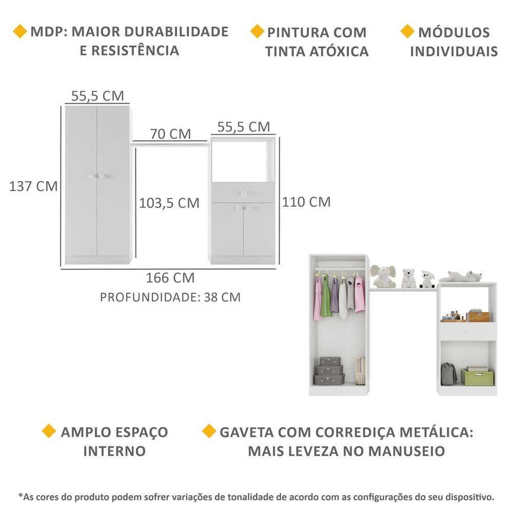 Guarda Roupa 4 Portas E 1 Gaveta Merengue Multimóveis Branco