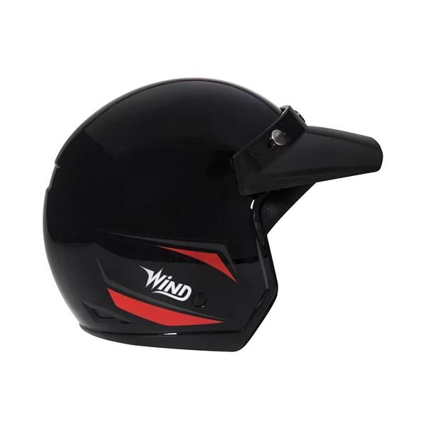 Capacete Taurus Aberto Wind Tecno Preto Brilhante E Vermelho Com Viseira Urbano