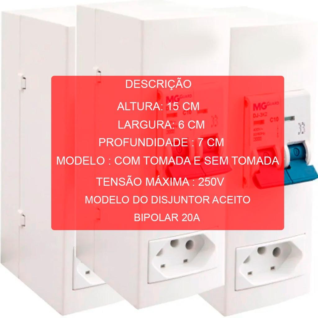 Caixa Para Disjuntor Bipolar Sobrepor Proteção Slim Com - Sem Tomada Alta Tensão Qualidade
