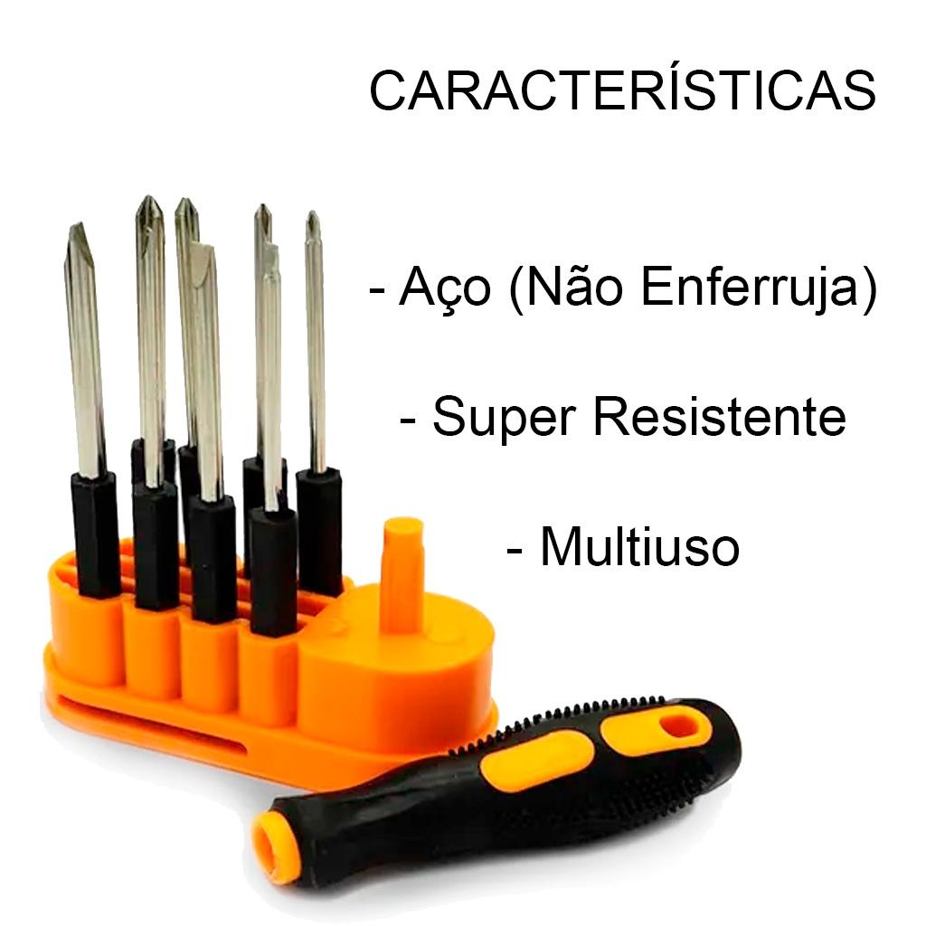 Kit Jogo Chave De Fenda Phillips 8 Em 1 Peças Profissional Para Uso Geral Com Estojo