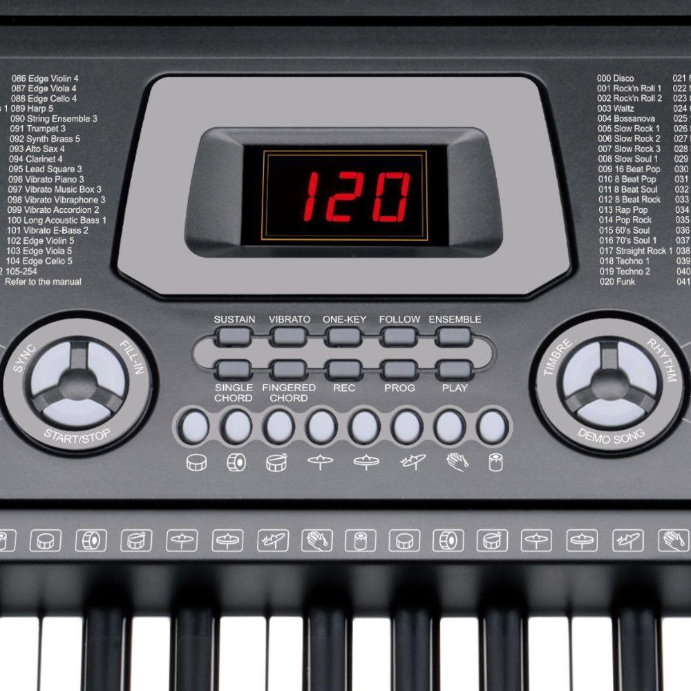 Teclado Eletrônico Display LED 255 Ritmos 255 Timbres Com Microfone
