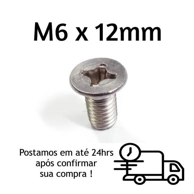 Parafuso Máquina Cabeça Chata Phillips M6 X 12mm Inox
