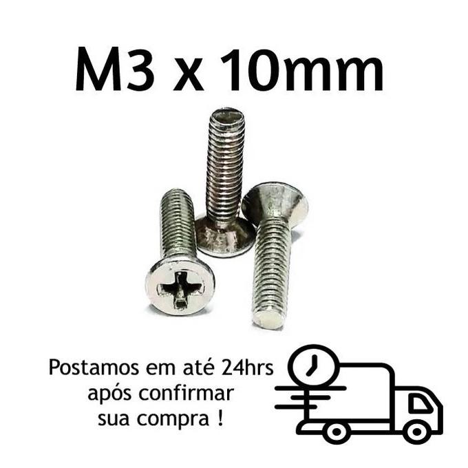 Parafuso Cabeça Chata Phillips M3 X 10mm Inox