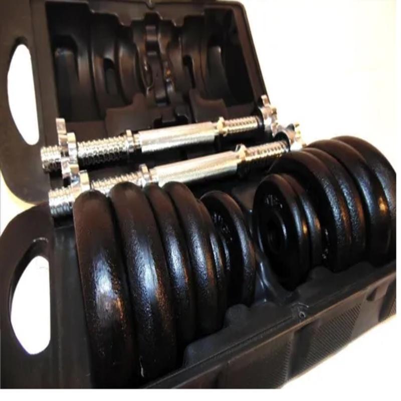 Kit Completo Wct Fitness Anilhas + Halteres Na Maleta 20kg Preto