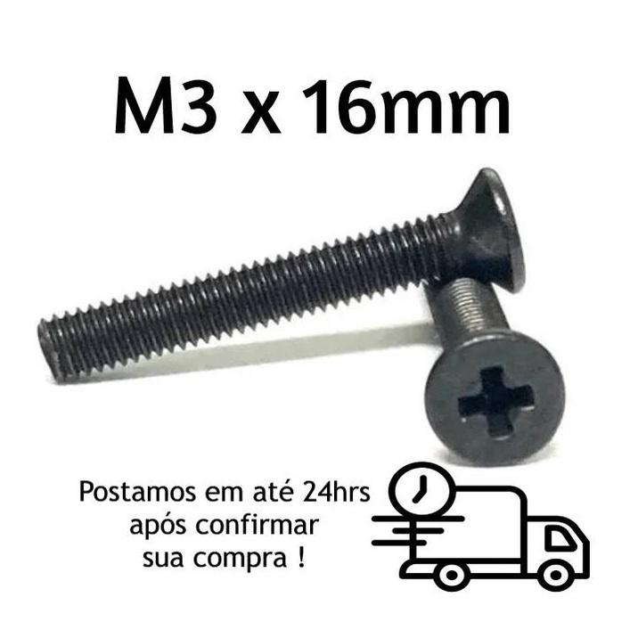 Parafuso M3 X 16mm Chata Phillips Oxidado Preto