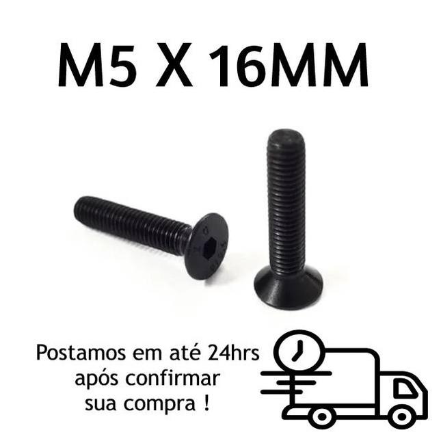 Parafuso Allen Cabeça Chata M5 X 16mm Oxidado Preto
