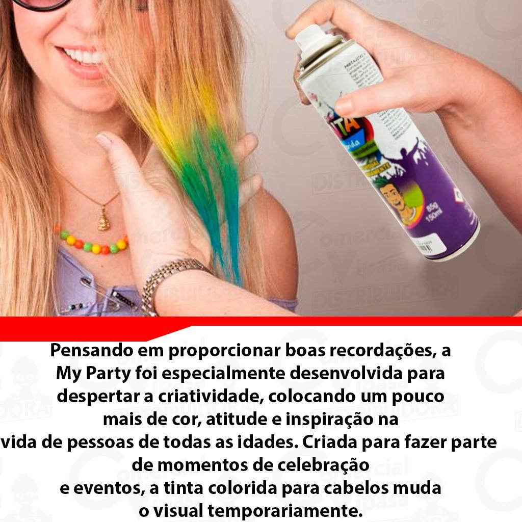 Tinta Spray Temporária Para Cabelos Lavável Para Crianças Não Tóxica Várias Cores Torcida