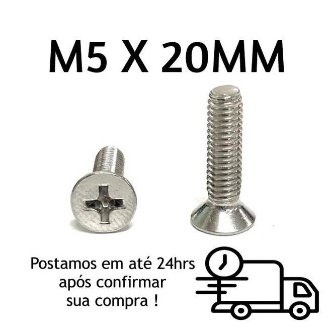 Parafuso Máquina Chato Phillips M5 X 20mm Inox