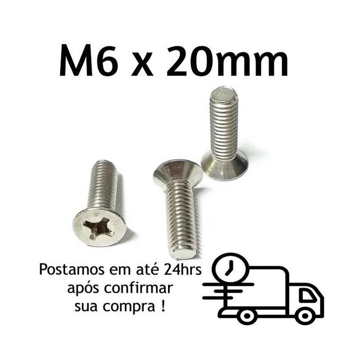 Parafuso Cabeça Chata Phillips M6 X 20mm Inox