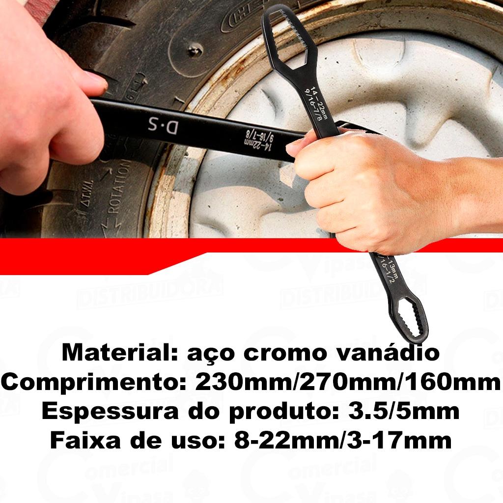 Chave Universal Combinada Estrela Fixa Multifuncional Boca Dupla Cromo Vanádio 8 - 22mm Preto Fosco