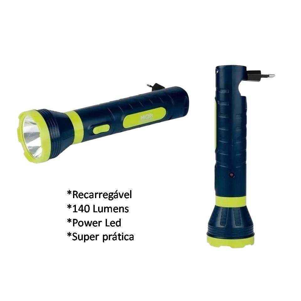 Lanterna Tática Camping E Pesca Mor 140 LED Potente Camping Pesca Caminhada Recarregável