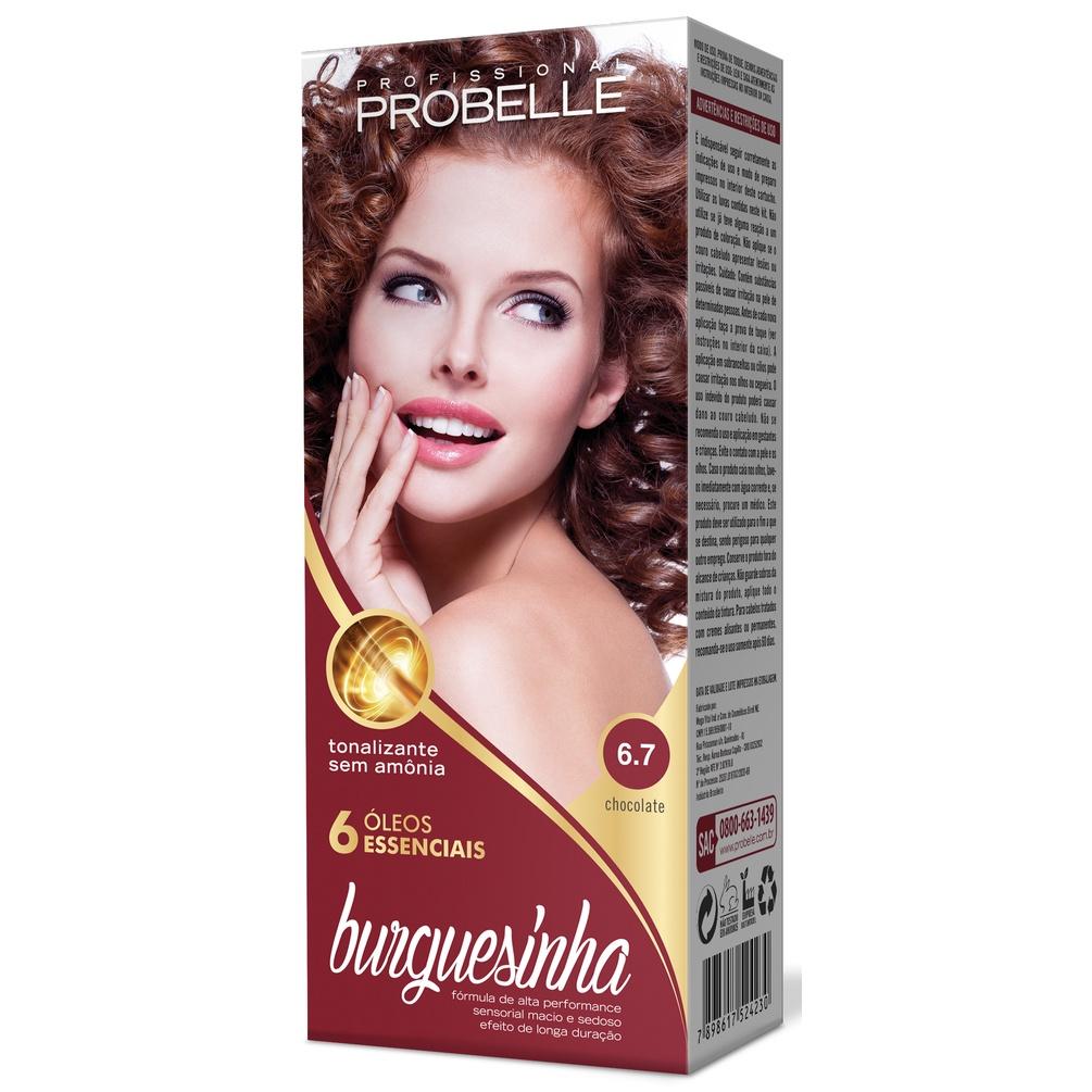 Tonalizante Sem Amônia Burguesinha Probelle 6.7 Louro Escuro Marrom Probelle