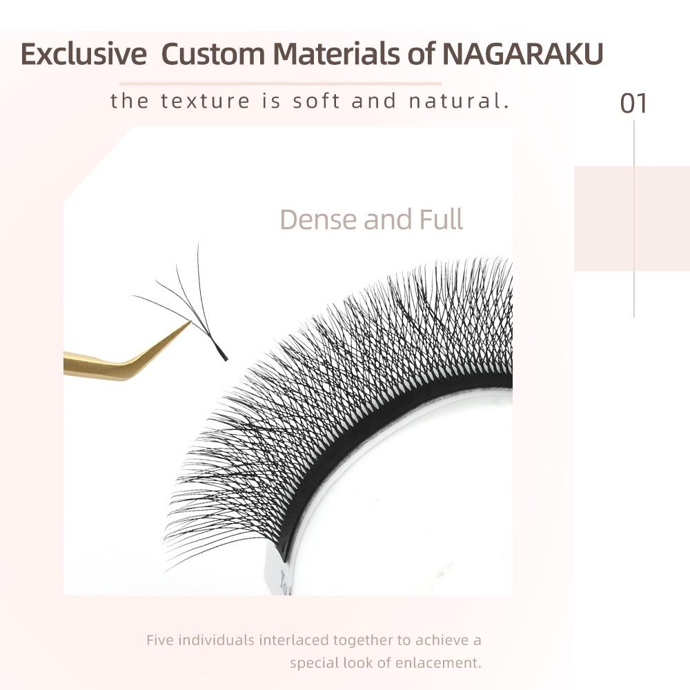 Nagaraku 5D Extensões De Cílios Em Forma De Pestanas De Volume Premium Ventiladores Pré-fabricados W Falsas