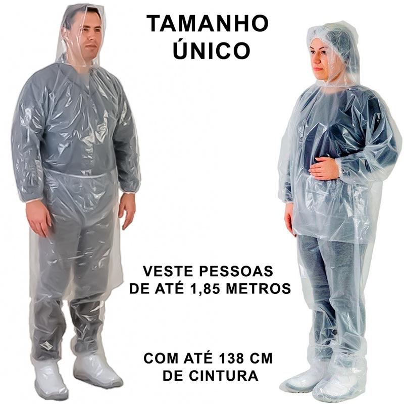 Capa De Chuva Transparente Completa Com Bota Calça Capa Capuz Resistente Moto Bike Tamanho Único