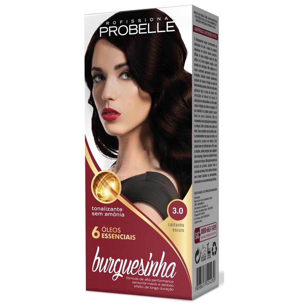 Tonalizante Sem Amônia Burguesinha Probelle 3.0 Castanho Escuro Probelle