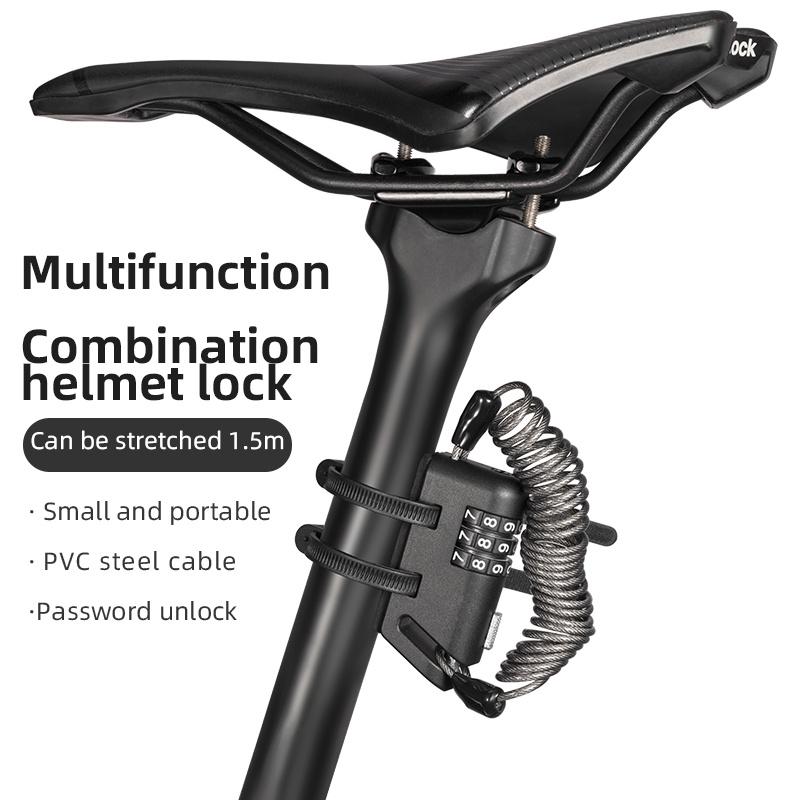 Rockbros Capacete De Bicicleta Trava Elétrica Anti-roubo Senha Motocicleta Cadeado Acessórios De Montanha