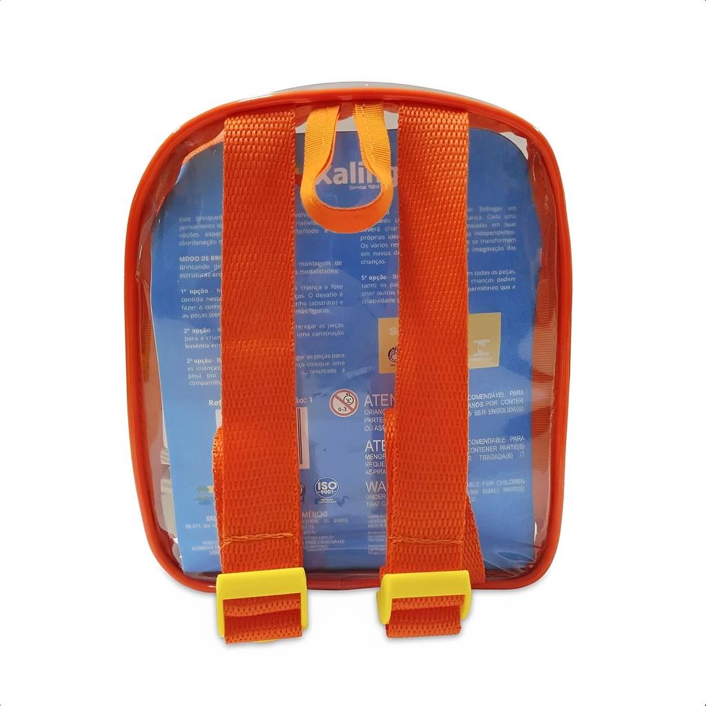 Brincando De Engenheiro Minha Mochilinha Infantil +3 Anos Com Brinquedos De Montar 100 Peças