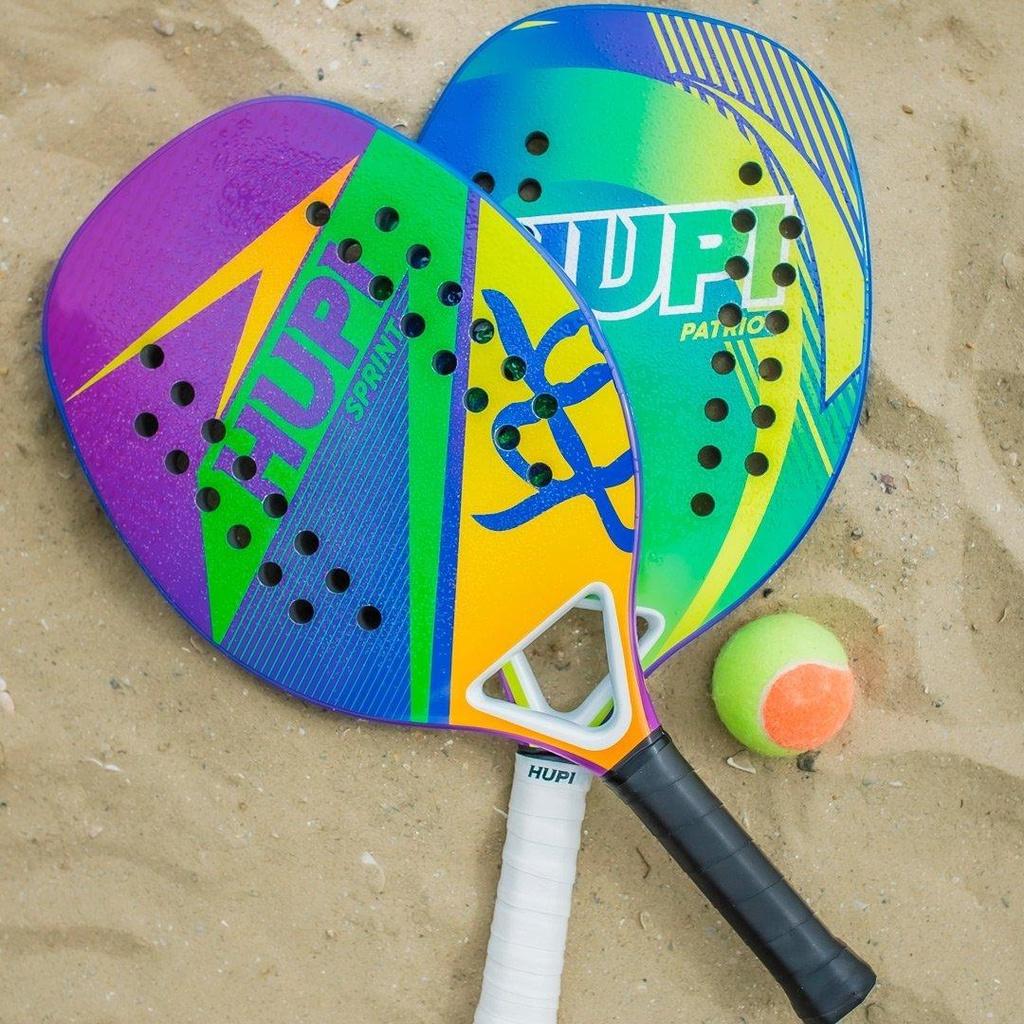 Kit 2 Raquetes Beach Tennis Hupi Carbon/fiberglass Sprint + 3 Bolas De Beach Tennis Hupi PRO