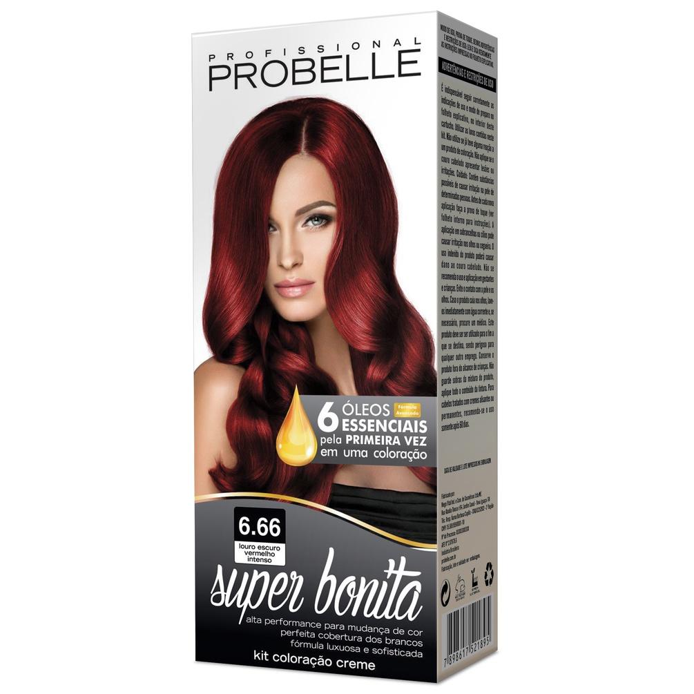 Coloração Super Bonita 6.66 Louro Escuro Vermelho Intenso 50g - Probelle
