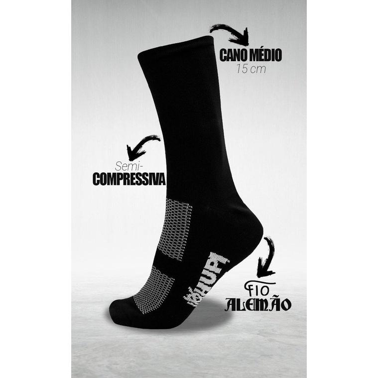 Meia Hupi Corrida Ciclismo 03 Pares Preto - Tam PLUS 42-46