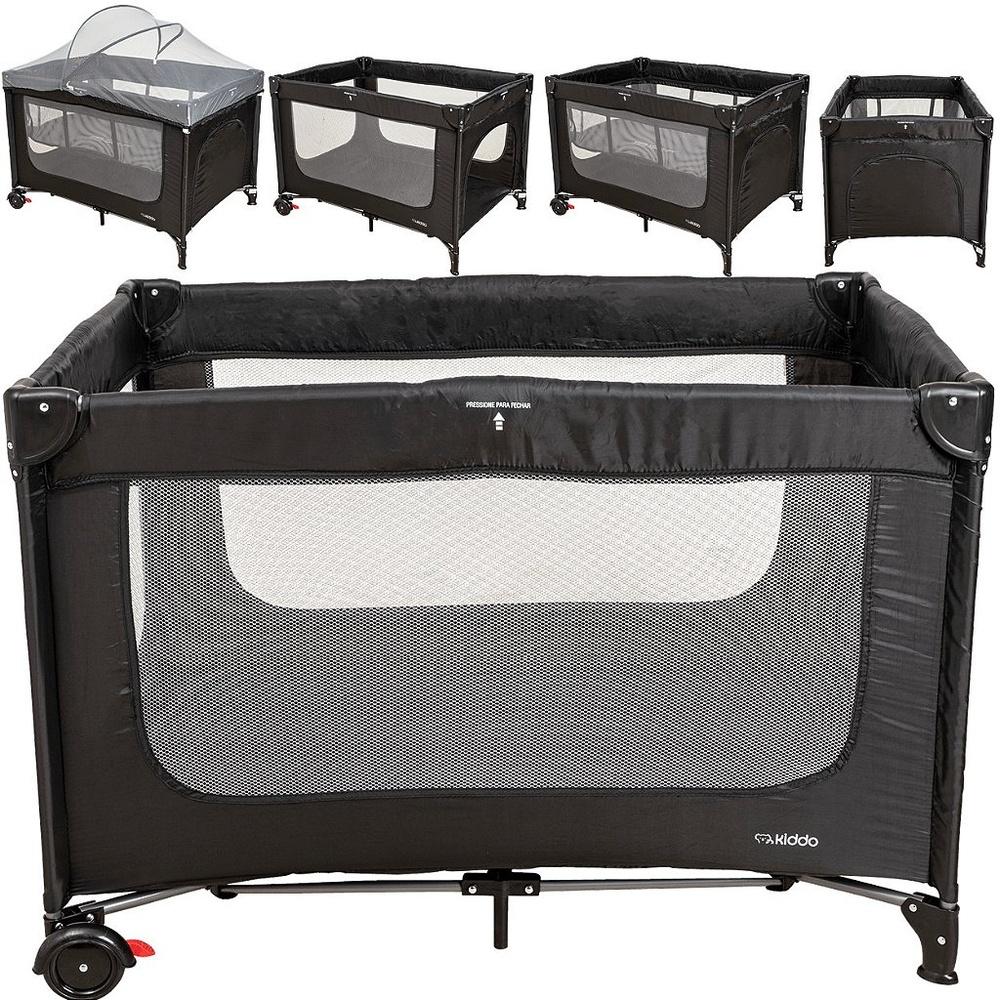 Berço Cercado Desmontavel Portatil Kiddo Dreams Preto 20kg