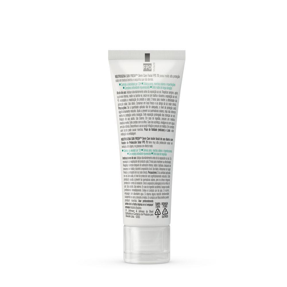 Protetor Solar Facial Pele Oleosa Neutrogena Sun Fresh Derm Care Pele Morena Fps70 40g