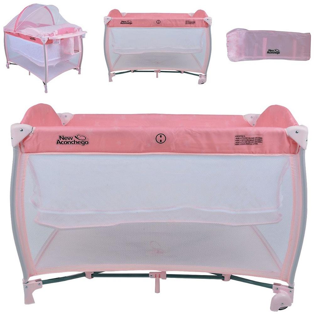 Berço Cercado Portatil Burigotto Aconchego New Pink Rosa