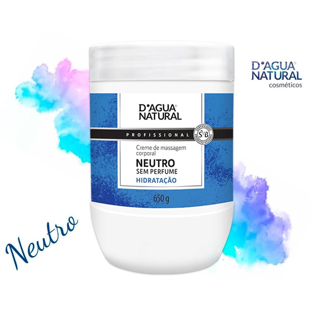 Creme De Massagem Corporal Dagua Natural Neutro 650g Sem Perfume Hidratação